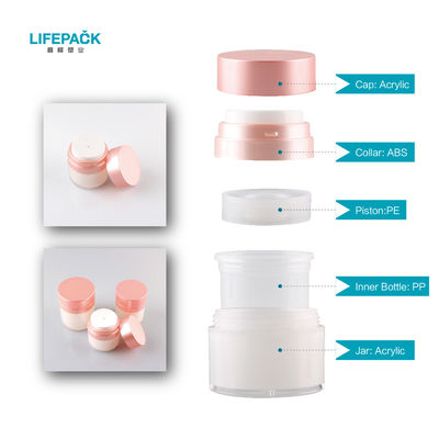 Plastic 15g 30g 50g Airless Cosmetic Jar Surface Process For Skincare Packaging