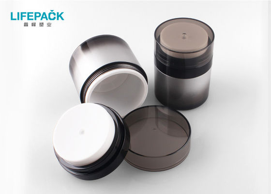 1.7 Oz Organic Empty Airless Cosmetic Jar Black Vacuum Jars Cylinder Shape