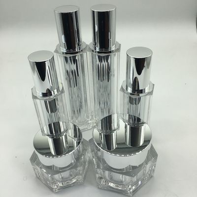 Acrylic Empty Lotion Bottle And Hexagonal Jars For Cosmetic Packaging