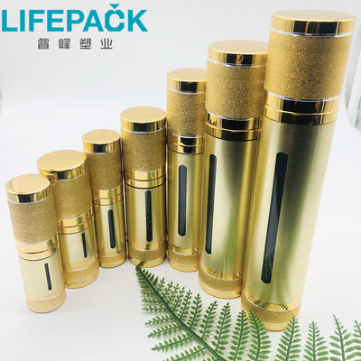 Empty Plastic Airless Bottle Gold Color With Pump Cap ISO9001 Approval
