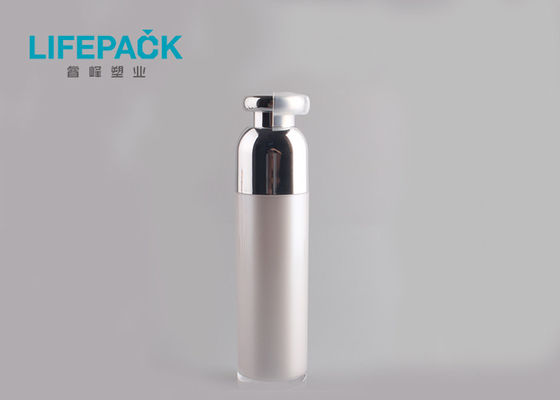 Double Wall Acrylic Jars For Cosmetics , Slim Neck Empty Foundation Bottle With Pump