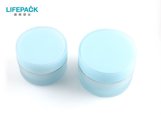Frosted Blue Cosmetic Acrylic Jar 50 Ml Luxury Acrylic Cylinder Shape