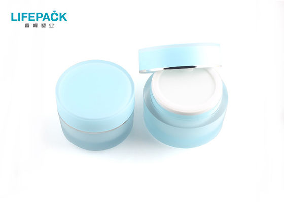 Skin Care Cosmetic Acrylic Jar 30ml Capacity Blue Frosted Double Layer
