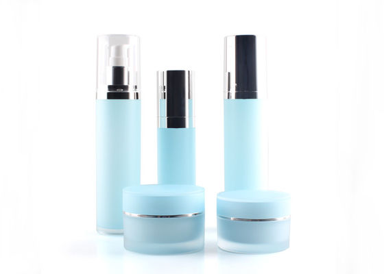 Frosted Blue Painting Acrylic Lotion Bottles 15-120 Ml For Skincare Toner