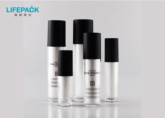 Flat Top Cylinder Acrylic Lotion Bottles Multi Capacity For Skincare Toner