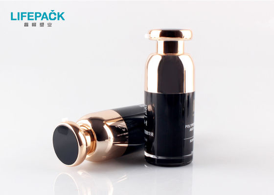 Black Golden 30ml Empty Cosmetic Bottles / High Grade Plastic Vacuum Bottle