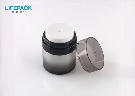 30ml Black Cosmetic Containers And Jars / Round Shape Serum Airless Pump Jars