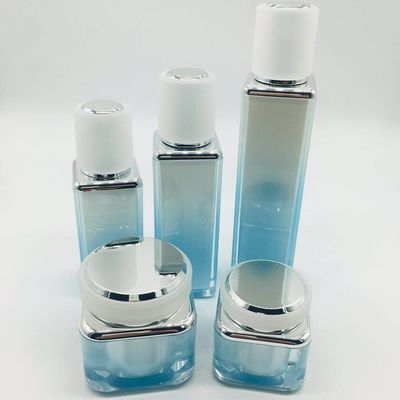Empty Luxury Acrylic Pump Bottle / Cosmetic Packaging Square Airless Pump Bottles