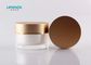 Pearl Cosmetic Acrylic Jar Classic Round Shape With Outer Coating Gold Cap