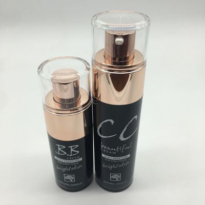 Makeup 30ml 50ml Glass Lotion Bottles With Pump Cylinder Shape Customized Color