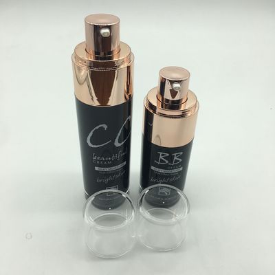 Makeup 30ml 50ml Glass Lotion Bottles With Pump Cylinder Shape Customized Color