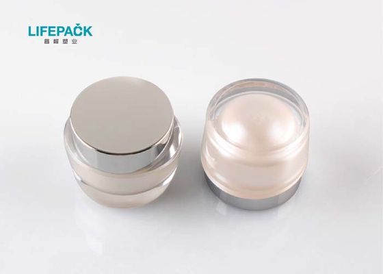 Customized Face Cream Jars , Plastic Cream Containers Pearl White Color