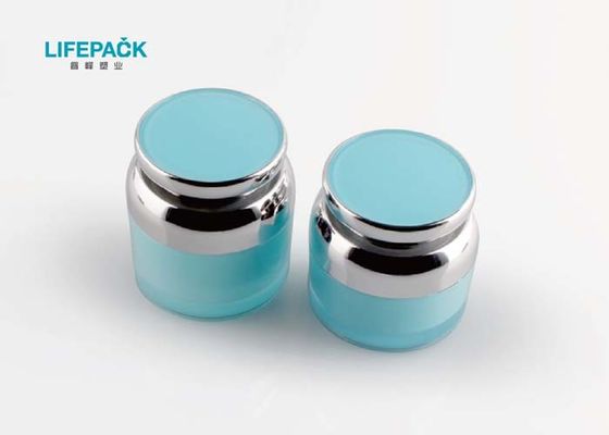 30ml Face Cream Round Cosmetic Jars With Lids Slim Neck Cap Blue Color